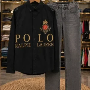 Modern Charcoal Denim & Graphic Logo Tee Bundle – Versatile Men's Casual Wear