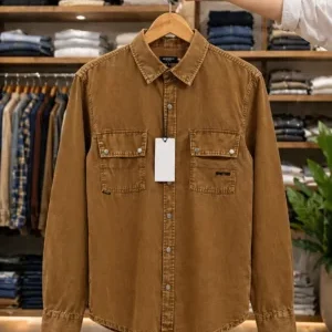 Men's Olive Brown Full Sleeve Slim Fit Solid Shirt – Premium Quality